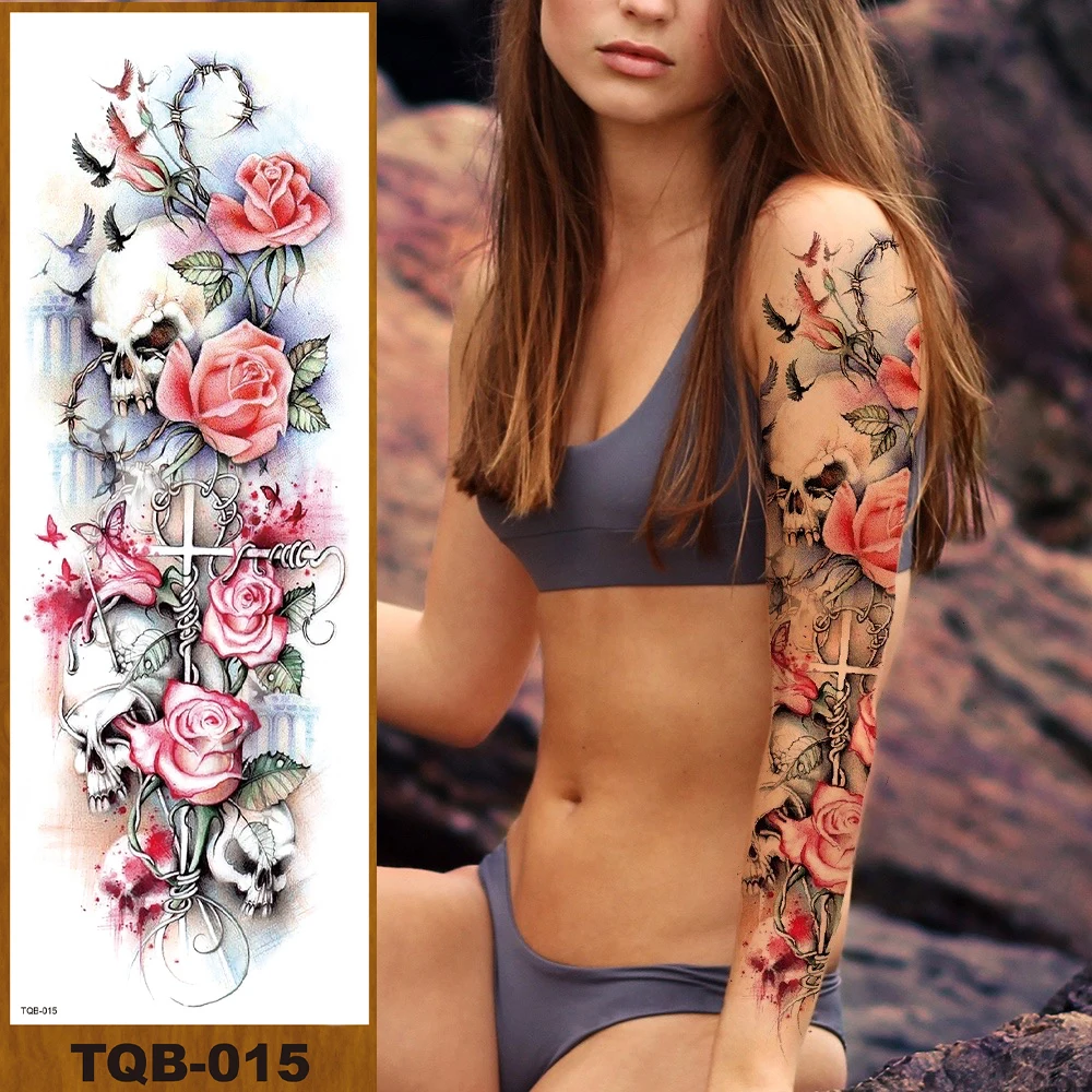 1 Folha Adesivo De Tatuagem Com Padrão De Flor, Tatuagem Temporária  Descartável À Prova D'água Para Mão Braço Tórax Costas. Tatuagem Falsa De  Lobo